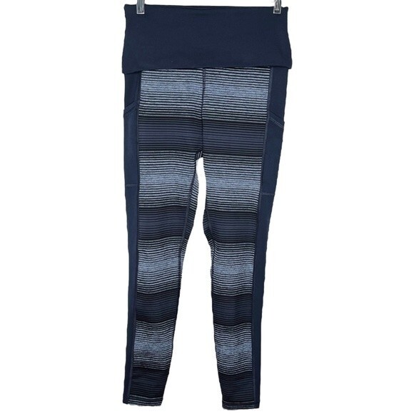 Aerie Offline The Hugger Leggings sz M * High Waist Foldover Top Striped Pockets - Picture 1 of 3